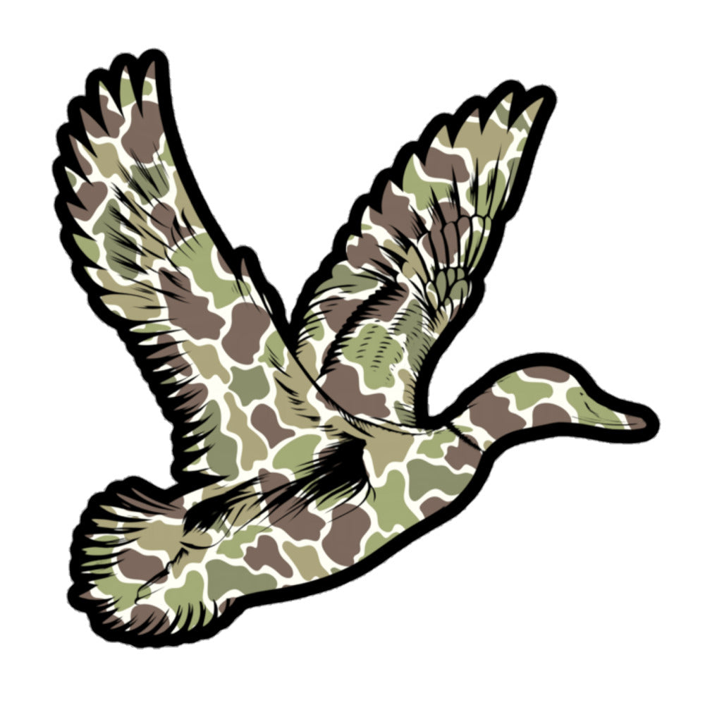 Duck hunting camo sticker 5.5x5.5 inches, rugged vinyl decal perfect for hunting gear and trucks
