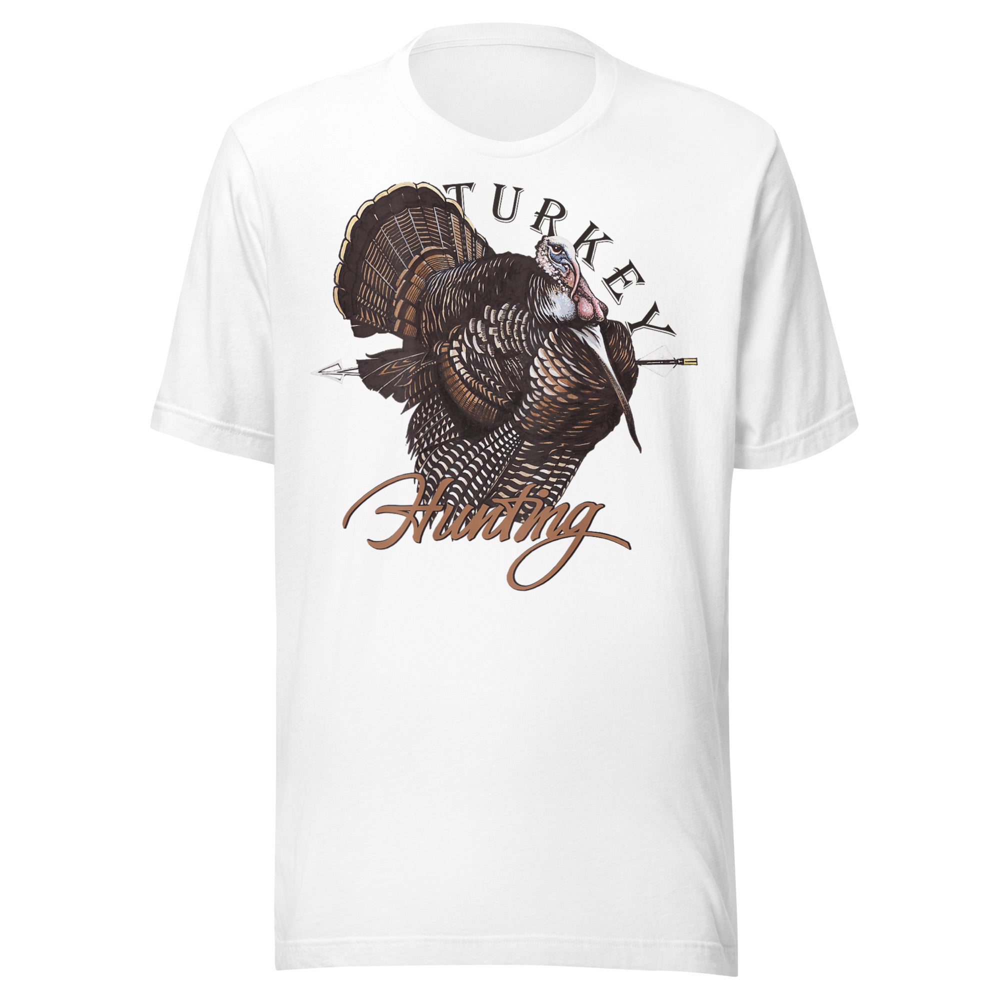 Turkey archery hunting shirt in white, 100% combed cotton bow hunter apparel for serious archery enthusiasts
